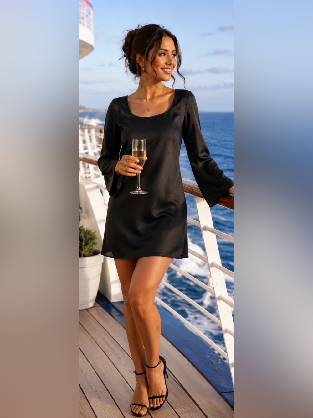 Gianni Bini Dionne 🖤 Black Satin Open Back Mini Dress Size 8 Party Cocktail